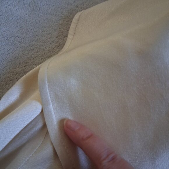 Something Navy NWT Women's S Ivory Grand Lapel Satin Long Trench Coat *FLAWS* - Picture 13 of 16